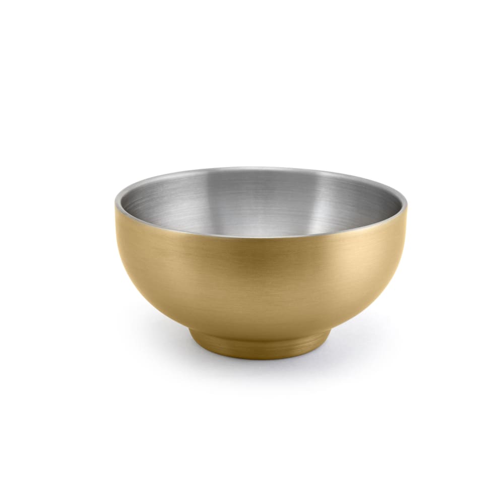 Front of the House DBO069GOS22 Harmony 10 oz. Matte Brass Brushed Stainless Steel Round Double Wall Bowl - 6/Case