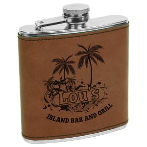 FSK616 - 6 oz. Dark Brown Laserable Leatherette Stainless Steel Flask