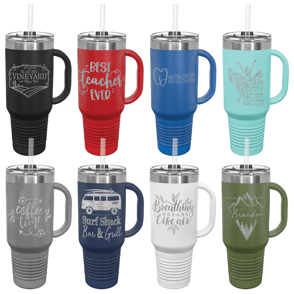 Polar Camel™ 40 oz. Travel Mug with Handle, Straw Included - Personalized