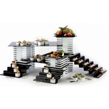 Elegant Squareline Buffet Stand - 18/10 Stainless Steel - White - 8084.25