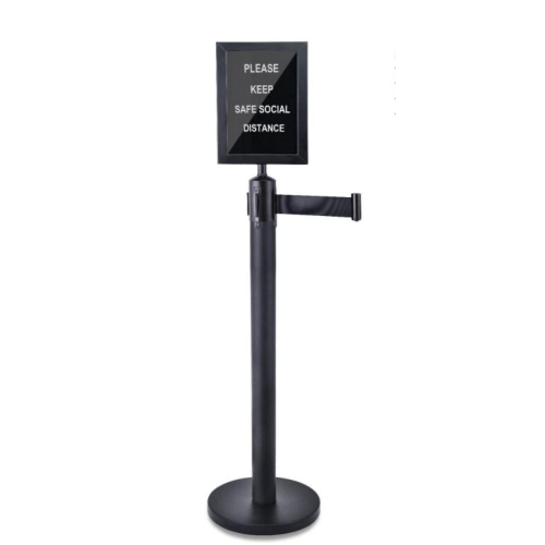 Black 6-Foot Retractable Belt Stanchion