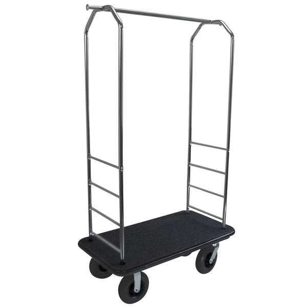 CSL 2000BK-080 Easy-Mover™ Bellman Cart Carpeted Luggage Cart with 8" Black Semi-Pneumatic Casters 43" x 23" x 72"