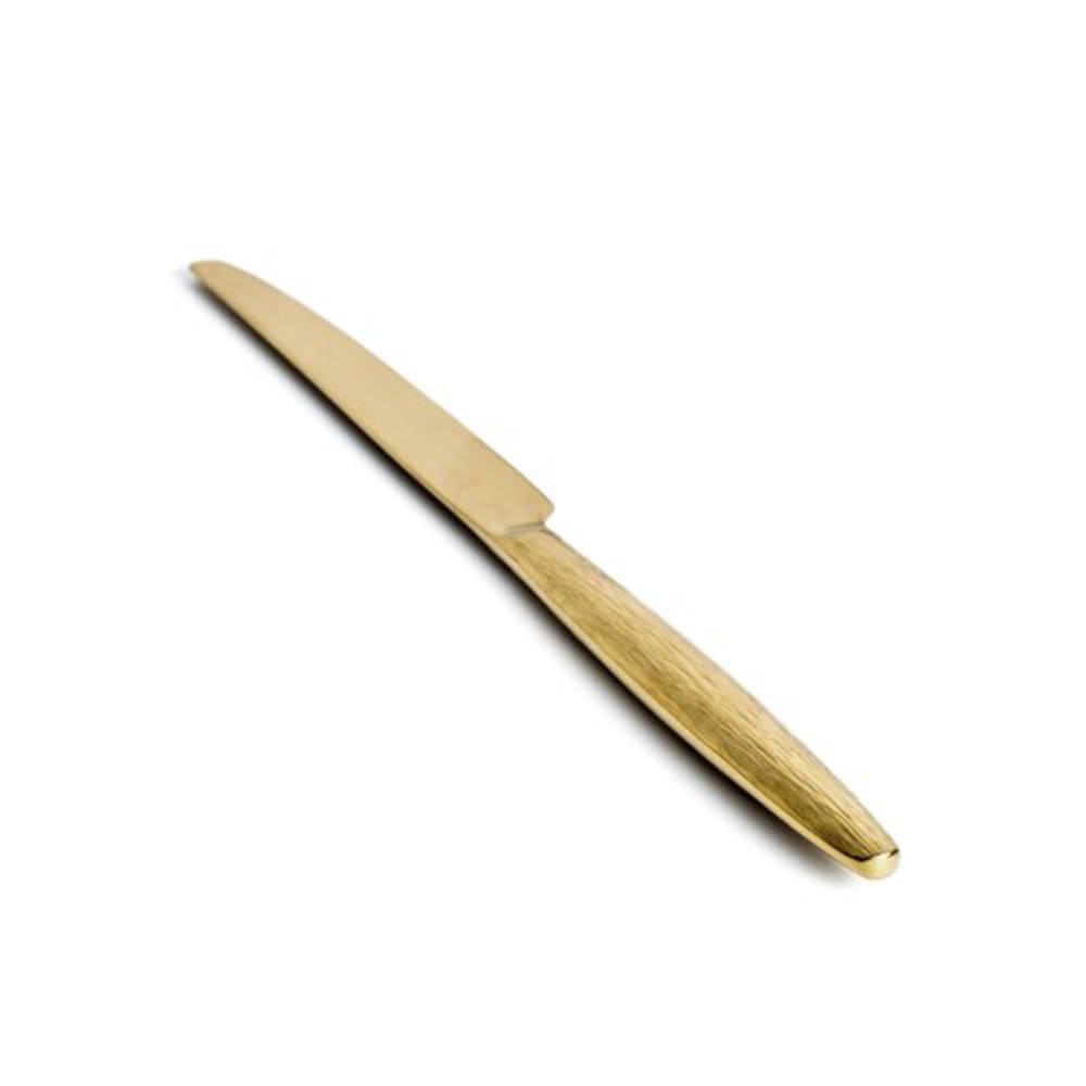 Front of the House Owen 9 1/4" 18/10 Stainless Steel Extra Heavy Weight Matte Brass Dinner Knife - 12/Case