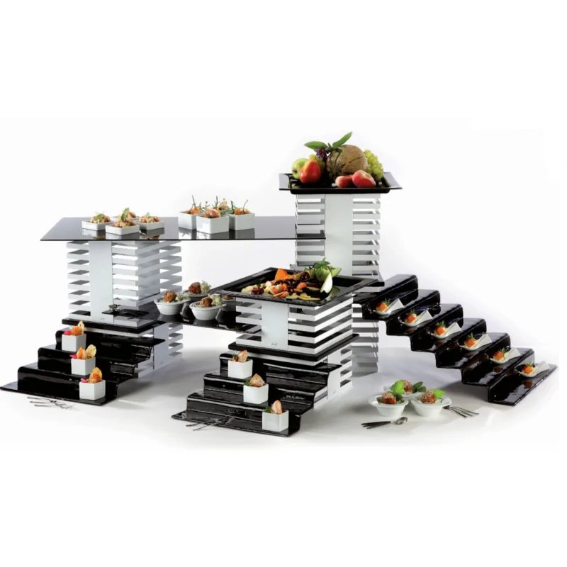 Elegant Squareline Buffet Stand - 18/10 Stainless Steel - White - 8084.25