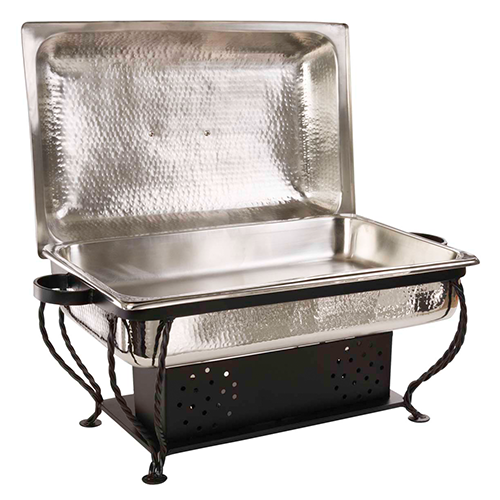 Event! Hammered 18/10 Stainless 8 quart Rectangle Chafing Dish Set - EVECH8SS